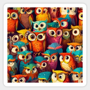 Owls Collage Colorful Cute Sticker